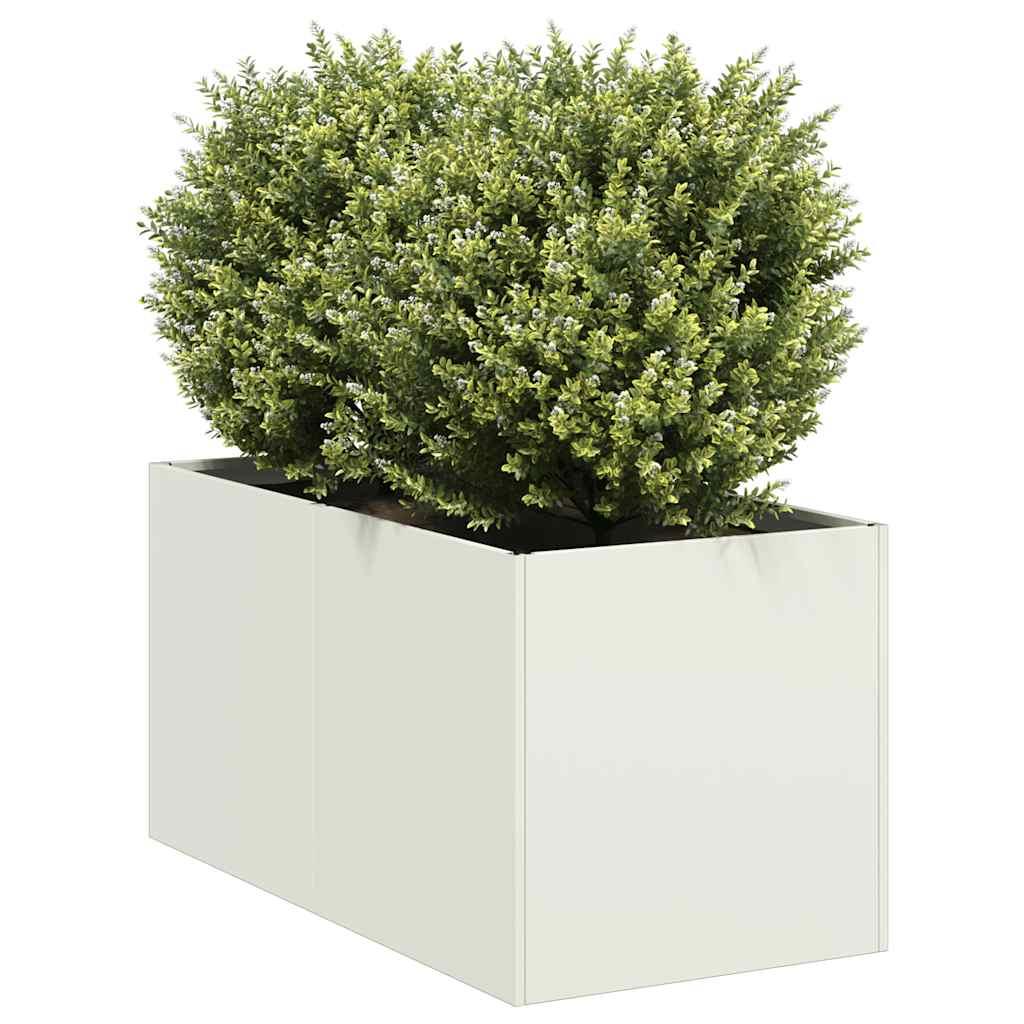Plantekasse hvid 40x80x40 cm koldvalset stål billede