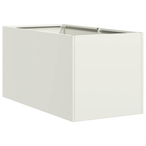 Plantekasse i hvid koldvalset stål - 40 × 80 × 40 cm, åben bund