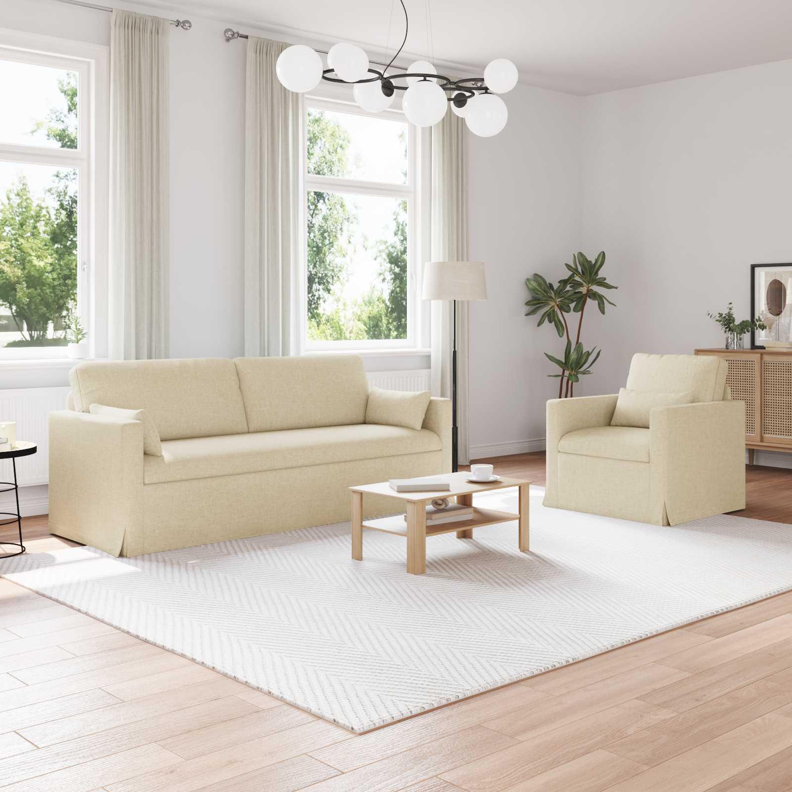 Sofa 2 stk Creme billede