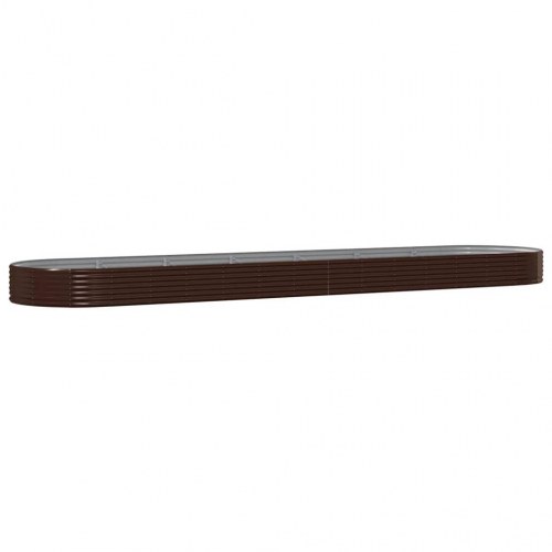 Plantekasse oval 600 × 140 × 36 cm - galvaniseret stål, brun