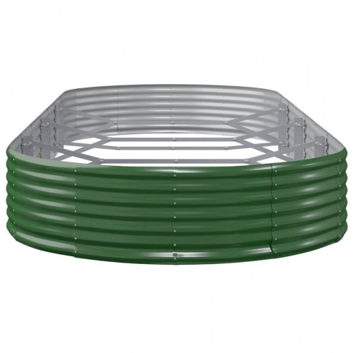 Oval plantekasse/højbed 373 × 140 × 36 cm - galvaniseret stål, grøn