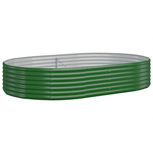 Oval plantekasse i galvaniseret stål - grøn, 214 x 140 x 36 cm