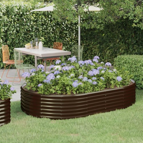 Plantekasse 214x140x36 cm galvaniseret stål brun