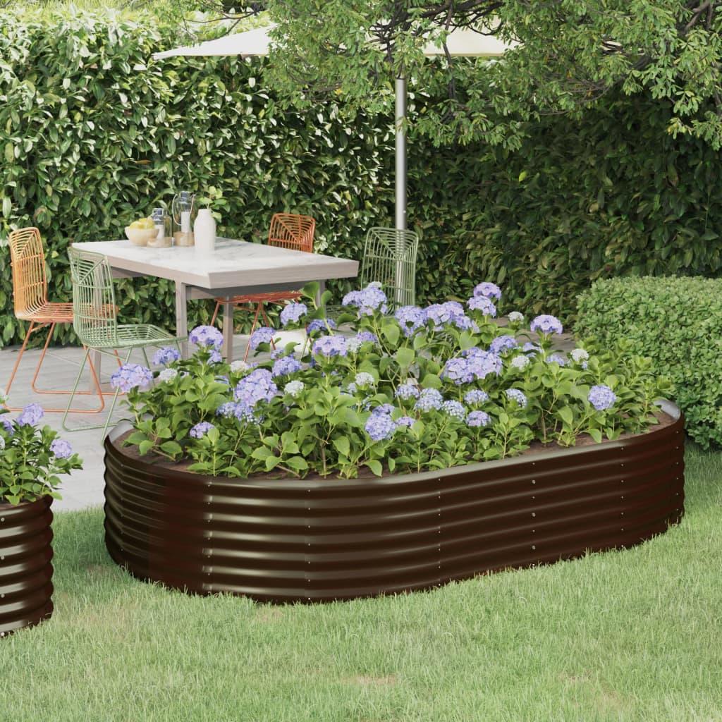 Plantekasse 214x140x36 cm galvaniseret stål brun billede