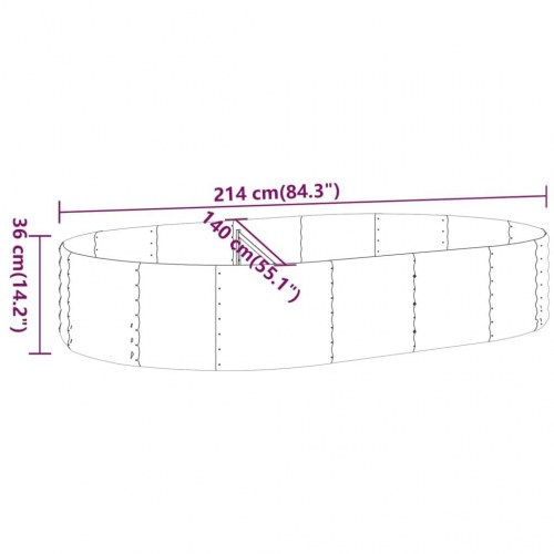 Plantekasse 214x140x36 cm galvaniseret stål brun
