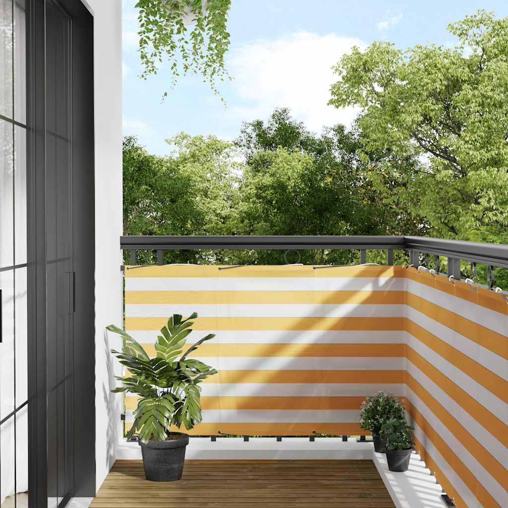 Altanafskærmning gul og hvid stribe 90x800 cm billede