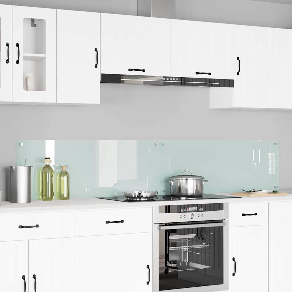 Køkken bagvæg 2 stk Hvid 110 x 40 cm hærdet glas billede