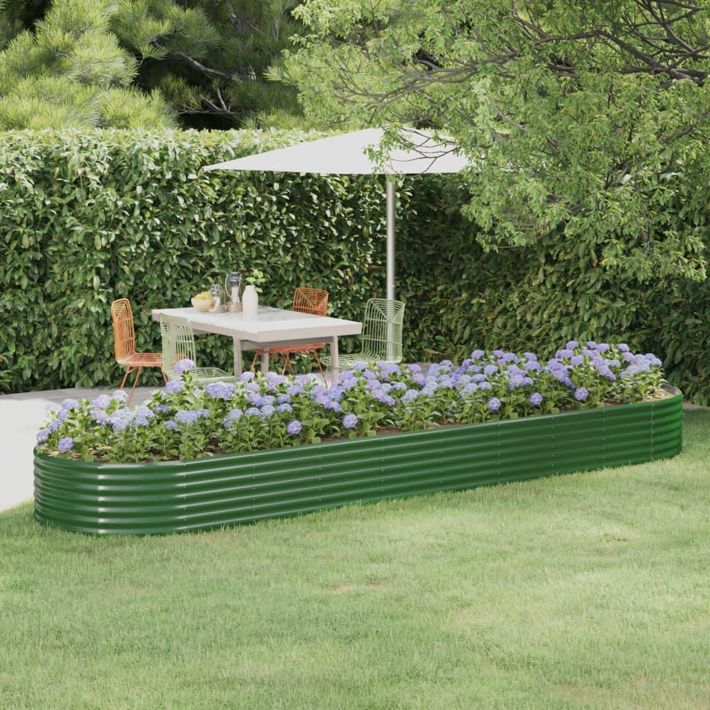 Plantekasse 396x100x36 cm galvaniseret stål grøn billede