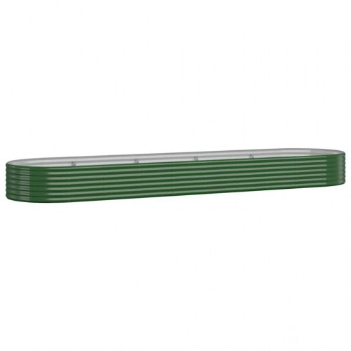 Plantekasse oval 396 x 100 x 36 cm galvaniseret stål - grøn
