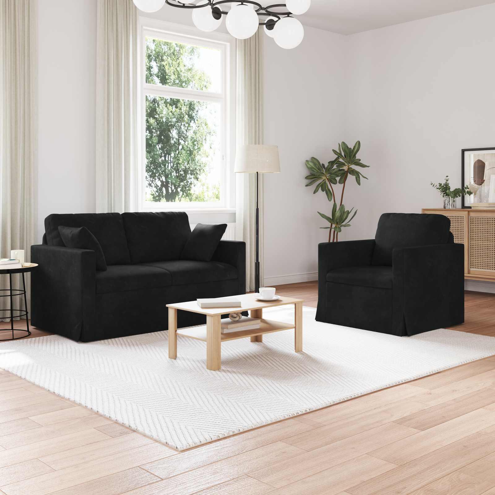 Sofa 2 stk Sort billede