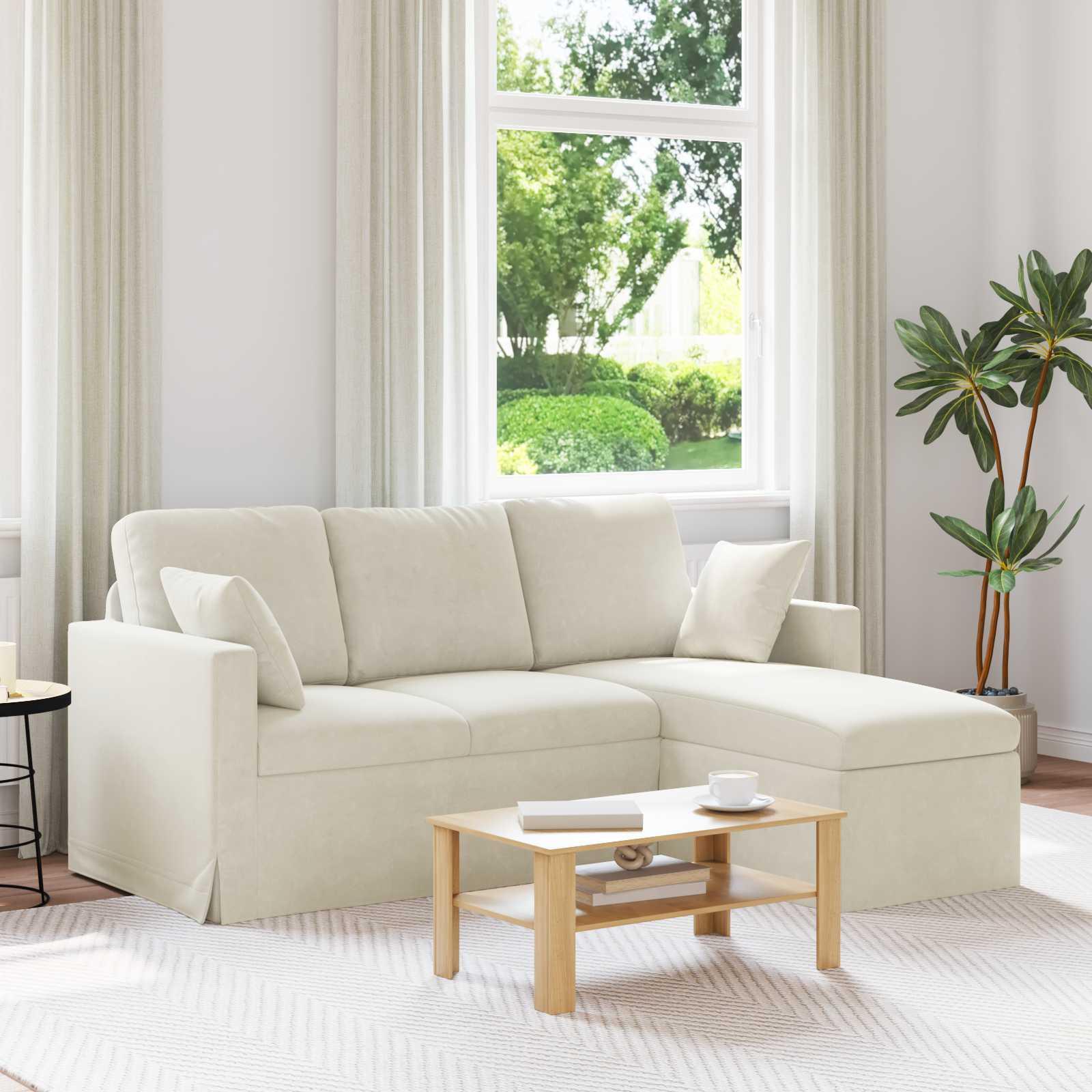 Sofa i fløjl creme 178 x 134 x 80 cm