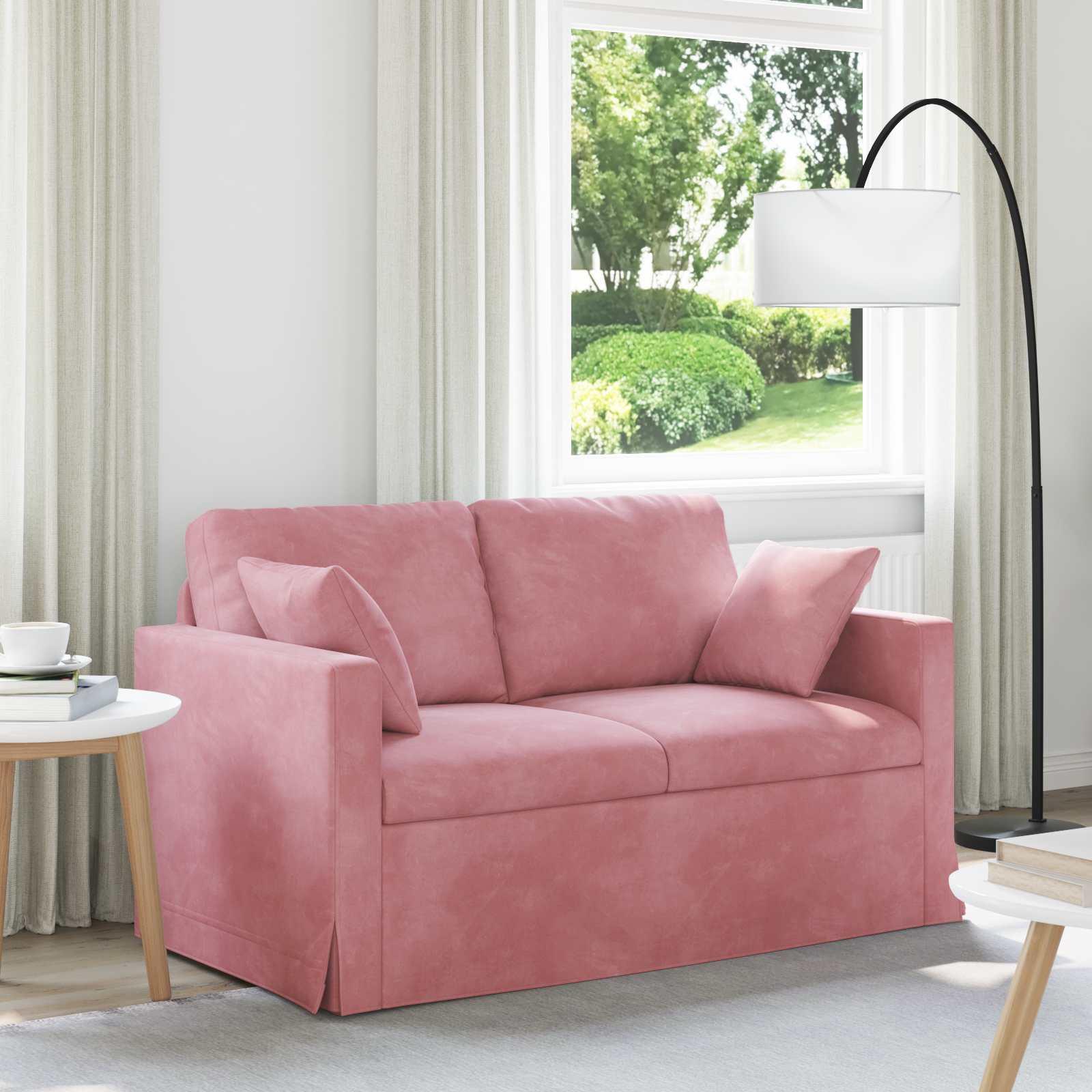 Sofa i fløjl - lyserød 138 × 78 × 80 cm, modulopbygget 2-personers billede
