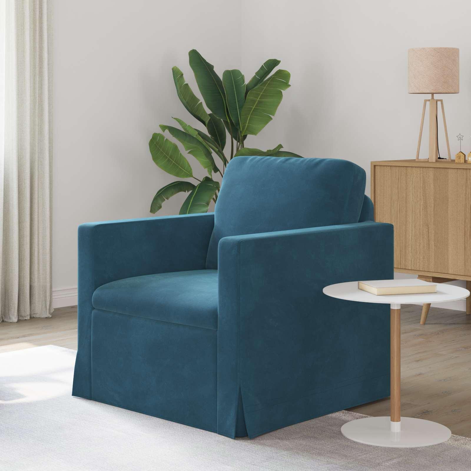 Sofa Blå Samlede dimensioner: 78 x 78 x 80 cm (B x D x H) Fløjl billede