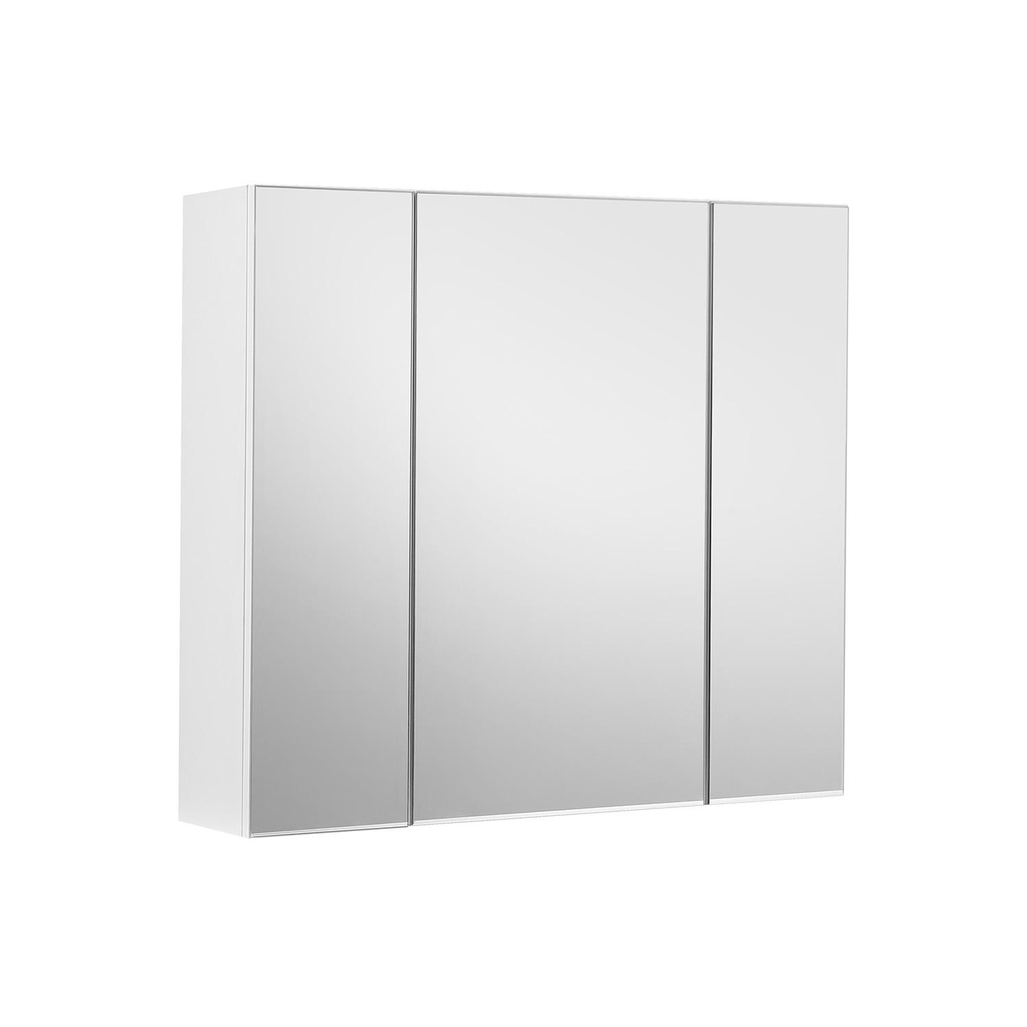 Spejlskab til badeværelse - 3-lågers vægskab med spejl, justerbare hylder, 60 × 15 × 55 cm, hvid billede