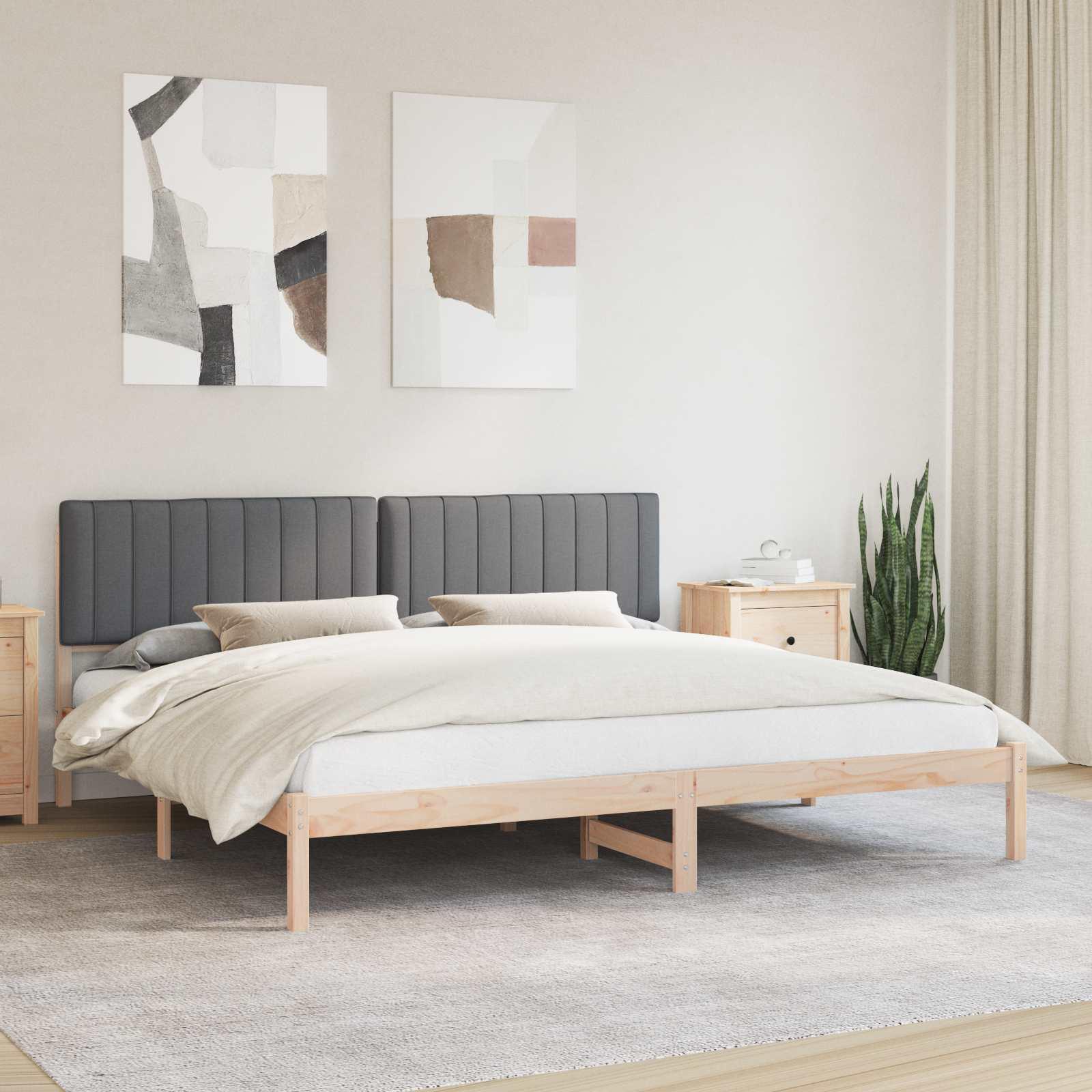 Sengestel med polstret hovedgavl - mørkegrå, 200 x 200 cm