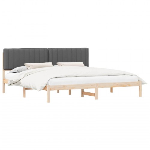 Sengestel med polstret hovedgavl - mørkegrå 200 x 200 cm