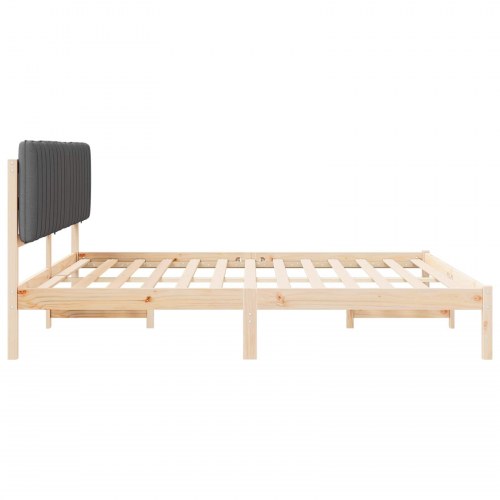 Sengestel med polstret hovedgavl - mørkegrå 200 x 200 cm