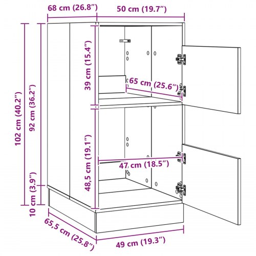Vaskeskab Artisan Egetræ 50 x 68 x 102 cm Konstrueret træ