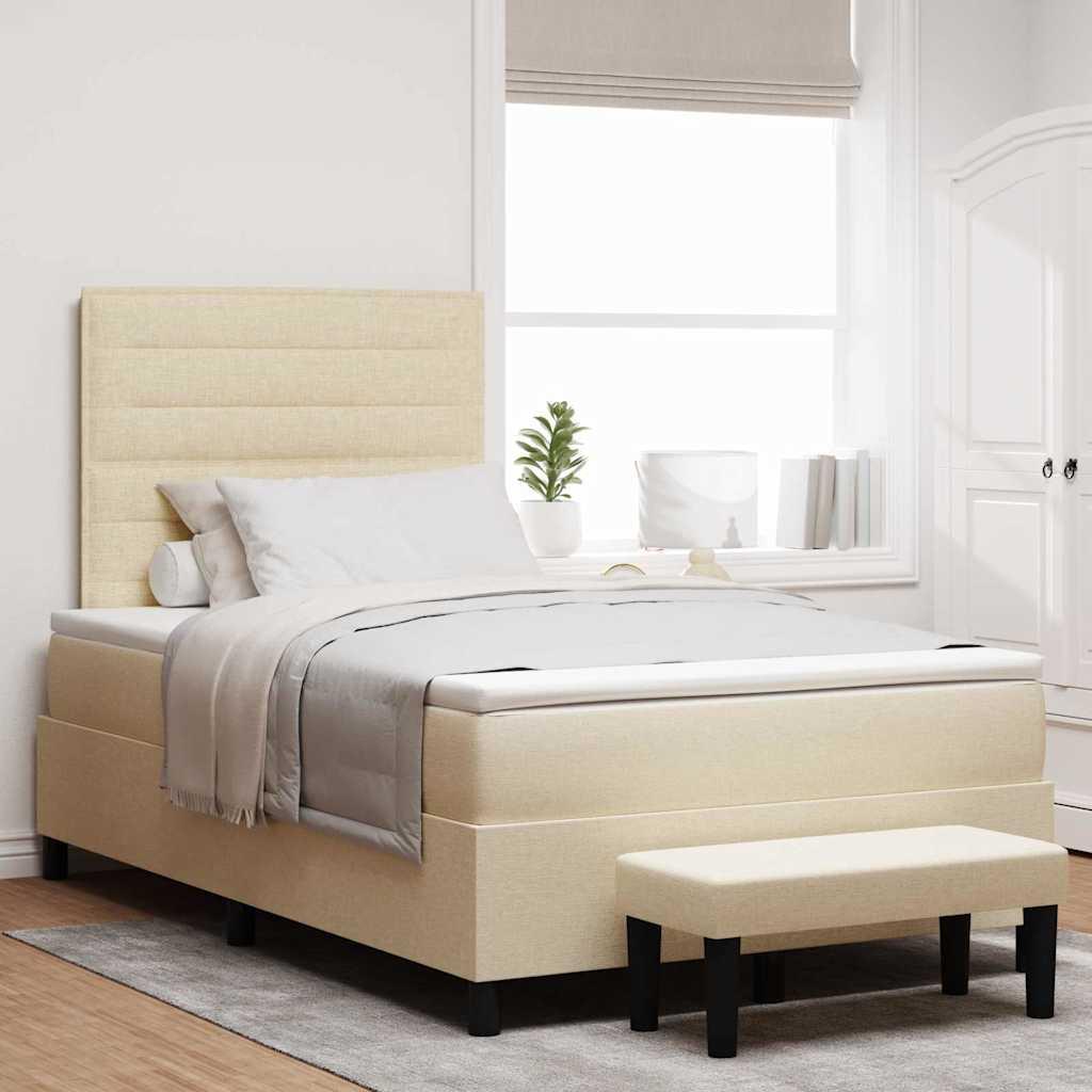 Kontinentalseng med madras Creme 120 x 190 cm Stof billede