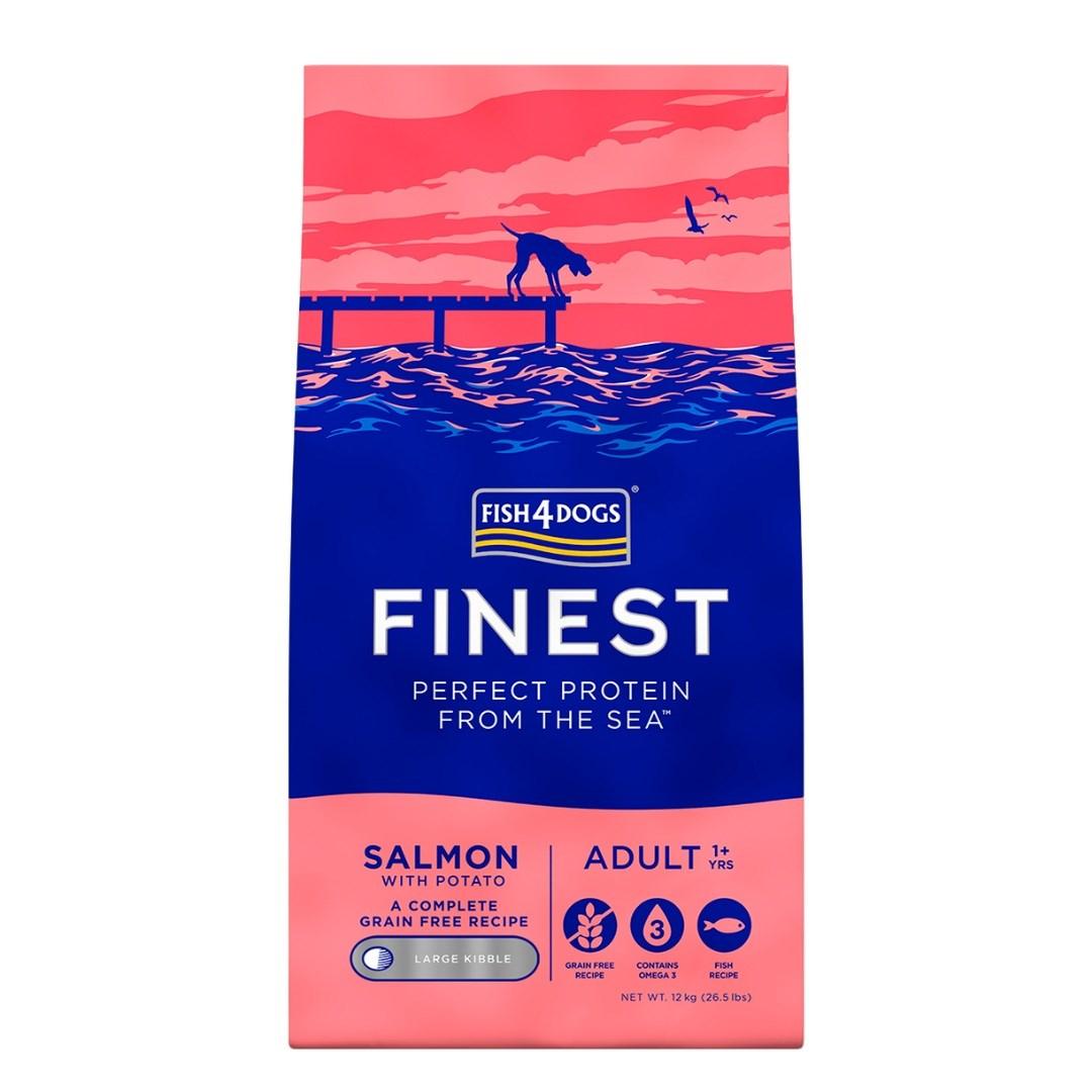 FISH4DOGS Finest Laks Large Breeds – tørfoder til voksne hunde 12 kg billede