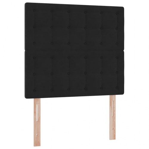 Seng med opbevaring og madras - sort fløjl 100 x 200 cm med LED