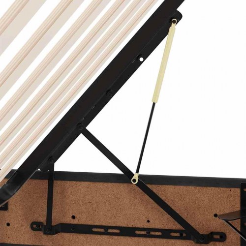 Seng med opbevaring og LED inkl. madras - sort fløjl 90 x 190 cm