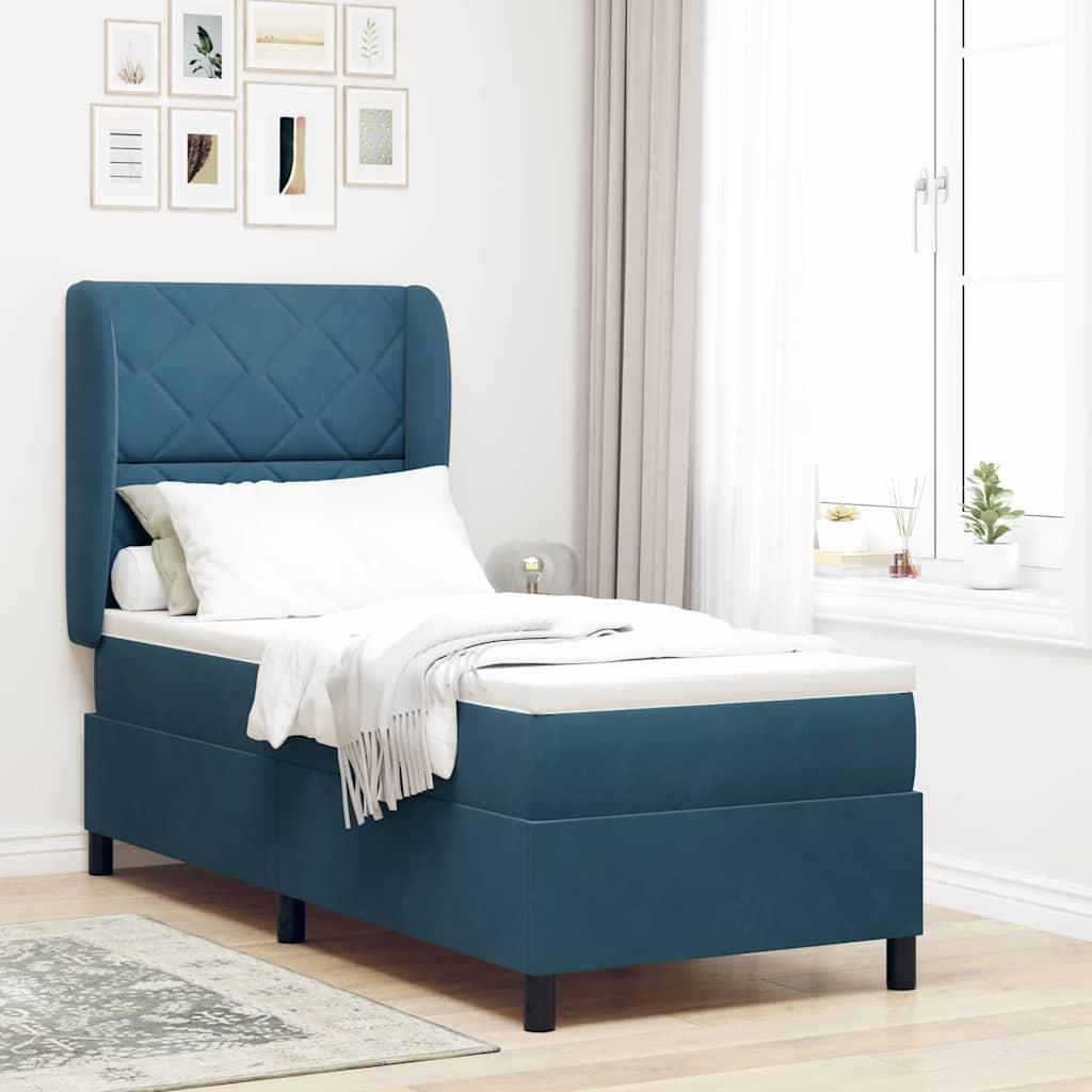Kontinentalseng med madras Mørk blå 200 x 80 cm Polyester billede