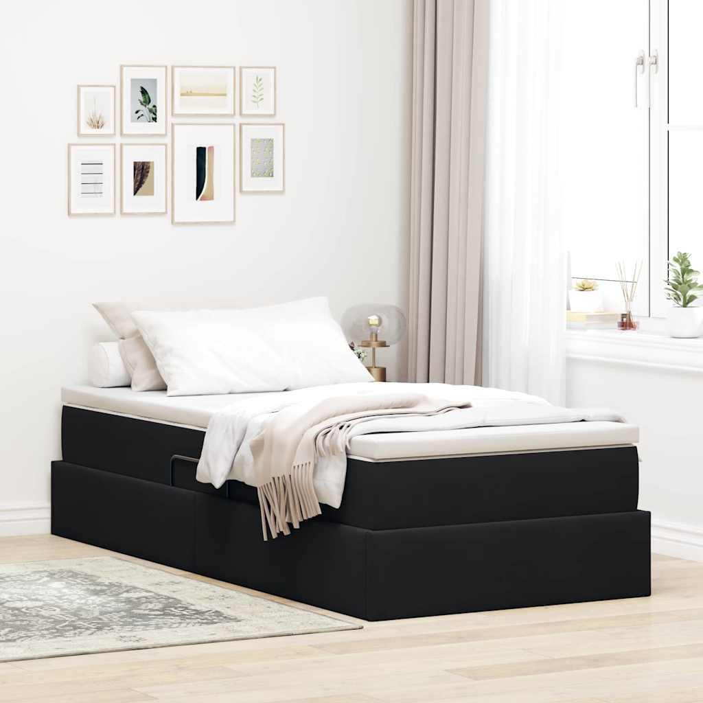 Seng med opbevaring og madras Sort 100 x 200 cm Fløjl billede