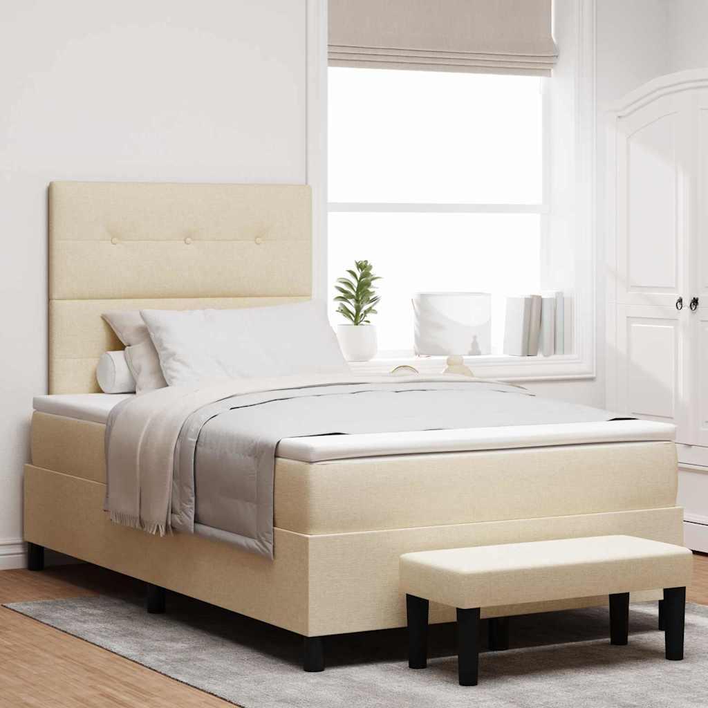 Kontinentalseng med madras Creme 120 x 190 cm Stof billede