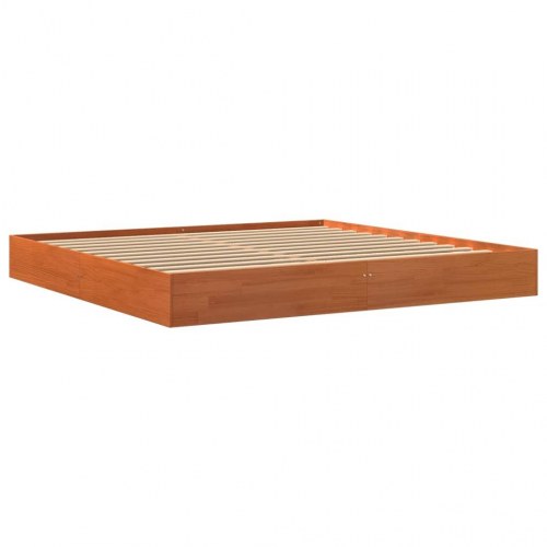 Sengeramme uden madras 200x200 cm massivt fyrretræ gyldenbrun