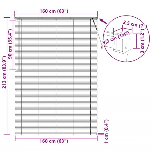 Persienner Indstillelig Mørk Brun med Mønster 213 x 160 cm PVC