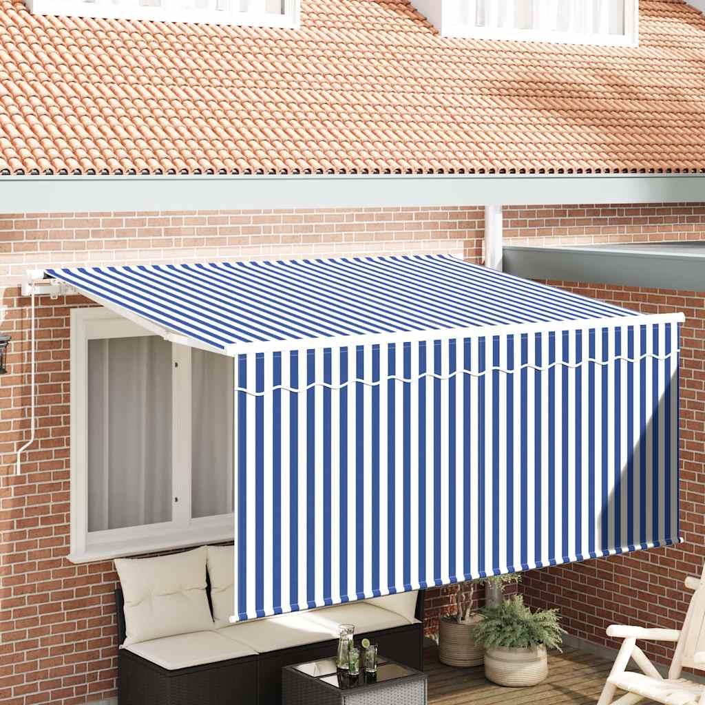 Utrækkelig Markise Blå og Hvid 300 x 200 cm billede