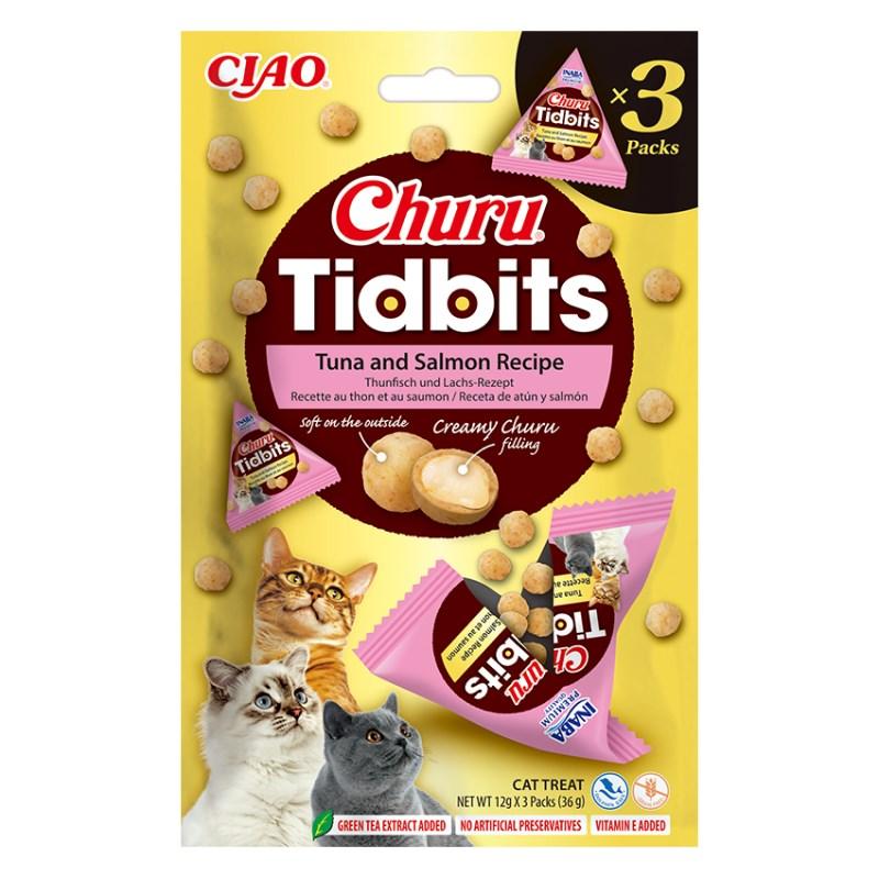 INABA Churu Tidbits - tun med laks - kattelækkerier 3×12 g billede