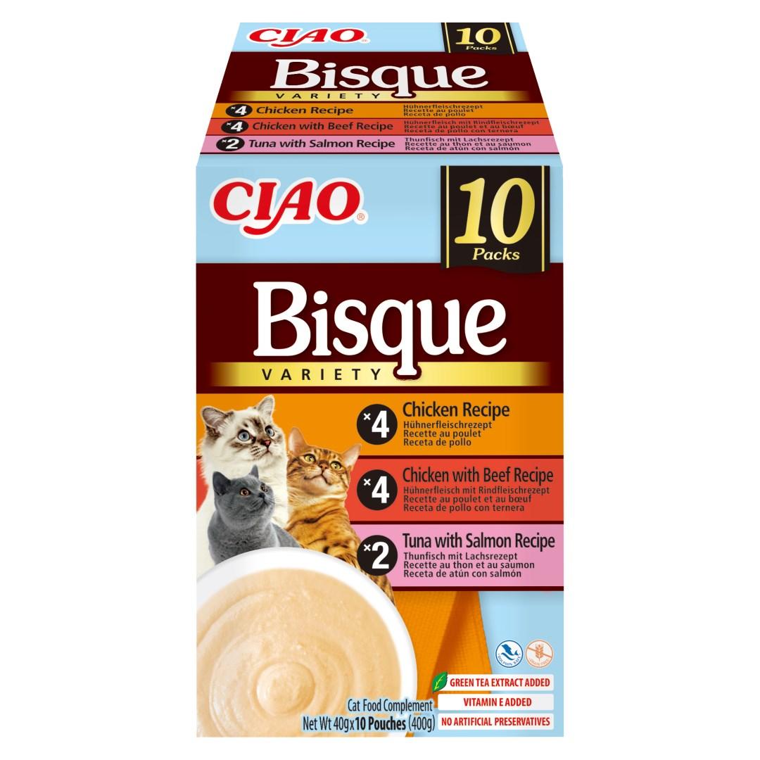 INABA Ciao Bisque - cremet suppe til kat med kylling, oksekød og fisk, godbidder - 10×40 g billede