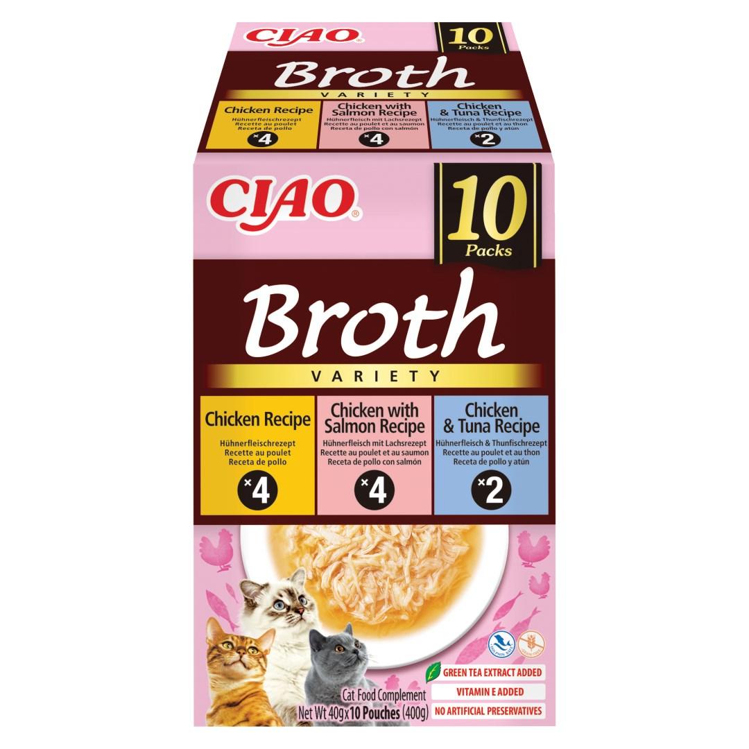 INABA Ciao Broth - kylling, laks og tun kattegodbid - 10×40 g billede