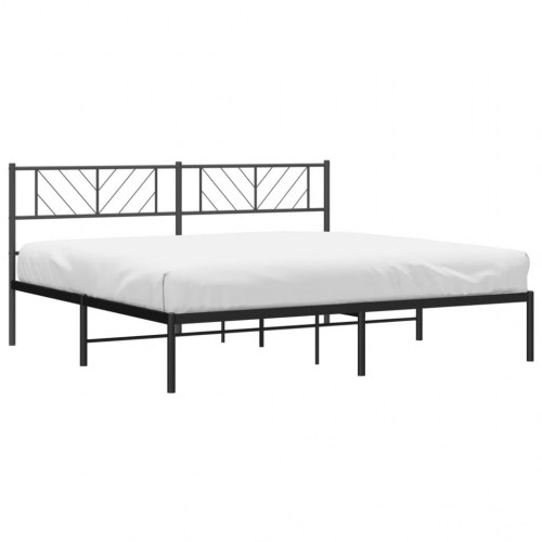 Sengeramme med sengegavl 200×200 cm - metal, sort