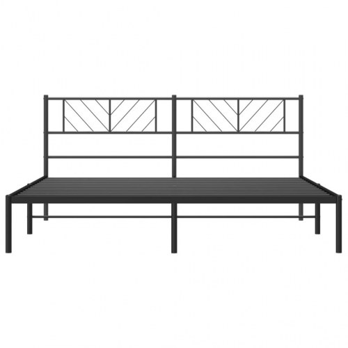 Sengeramme med sengegavl 200×200 cm - metal, sort