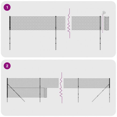 Trådhegn med jordspyd 2 × 25 m - antracitgrå, galvaniseret stål med PVC