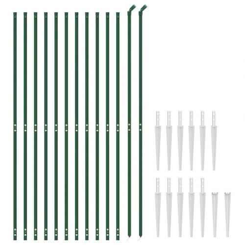 Trådhegn med jordspyd 2 × 25 m - grøn, galvaniseret stål med PVC