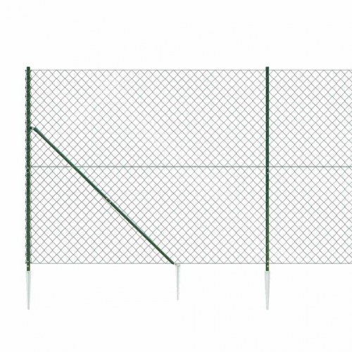 Trådhegn med jordspyd 2 × 25 m - grøn, galvaniseret stål med PVC