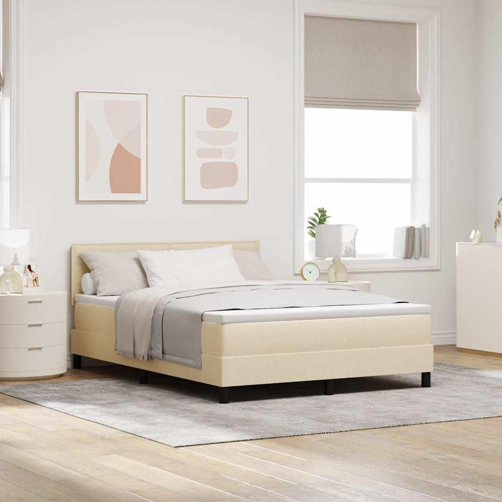 Kontinentalseng med madras med LED Creme 140 x 200 cm Stof billede