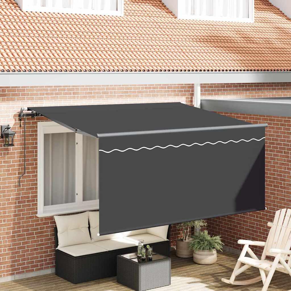 Utrækkelig Markise Stribet Antracit 300 x 200 cm Stof billede
