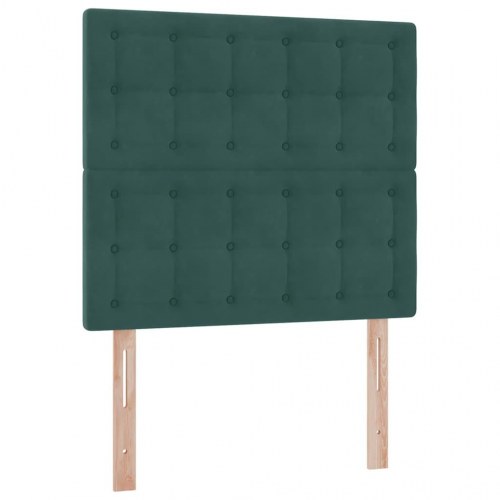 Seng med opbevaring og madras - mørkegrøn fløjl 100 x 200 cm med LED