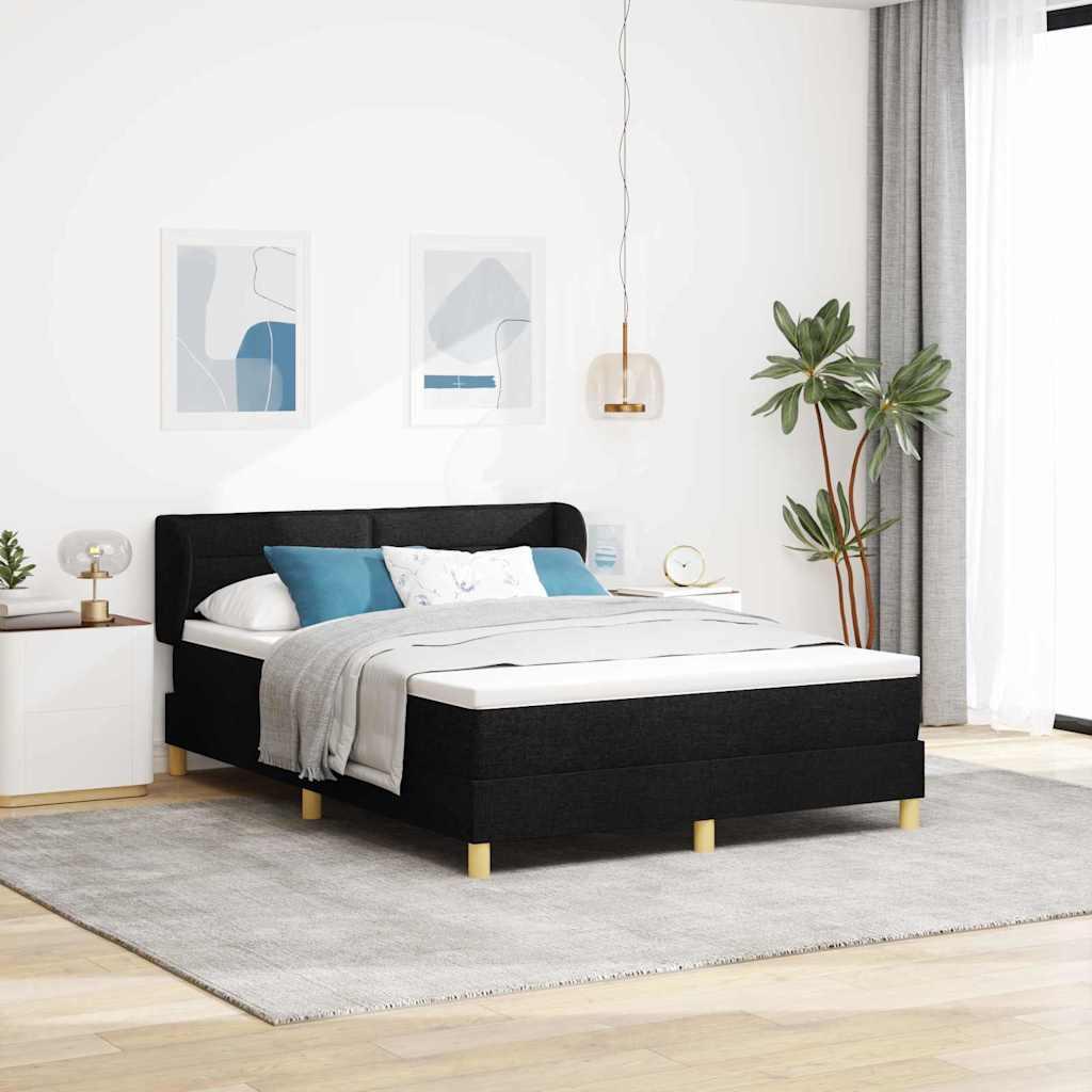 Kontinentalseng med madras Sort 140 x 190 cm Stof billede