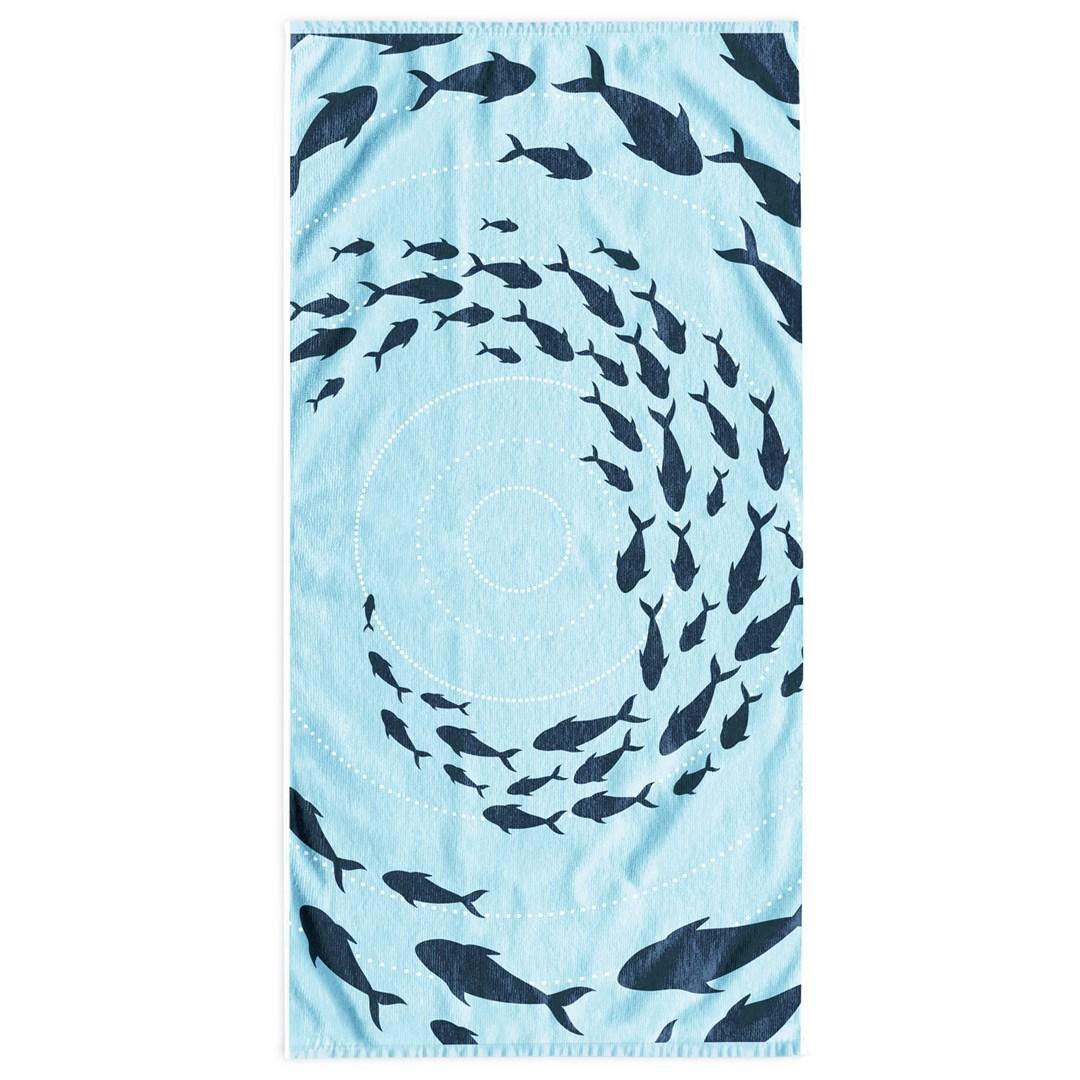 DecoKing Shoal badehåndklæde 90×180 - himmelblå, velour foran/terry bagpå billede