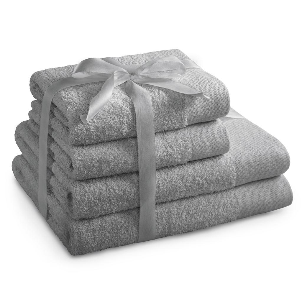 AmeliaHome Amari håndklædesæt - grå, 2×70×140 cm + 2×50×100 cm, 100 % bomuld billede