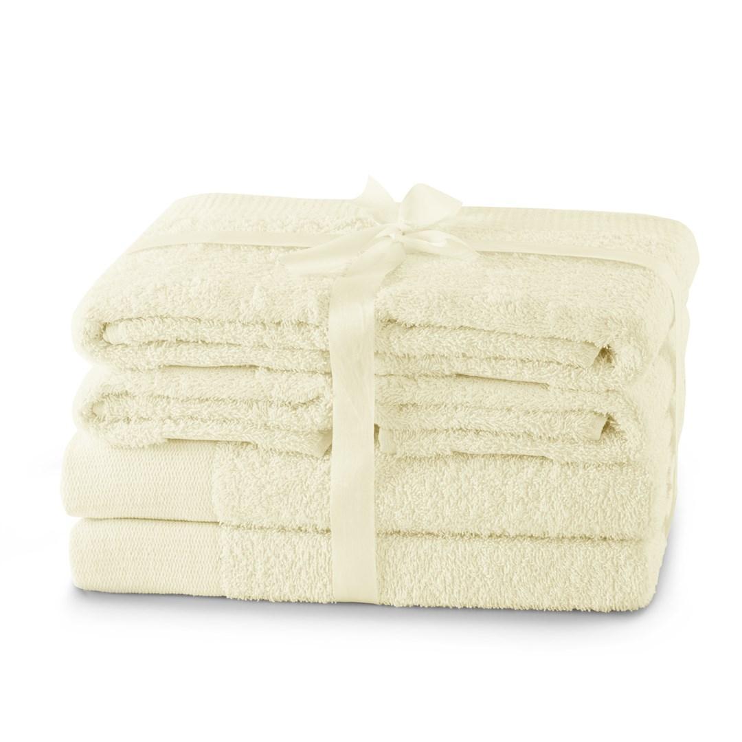 AmeliaHome Amari håndklædesæt - creme, 2×70×140 cm + 4×50×100 cm, 100 % bomuld billede