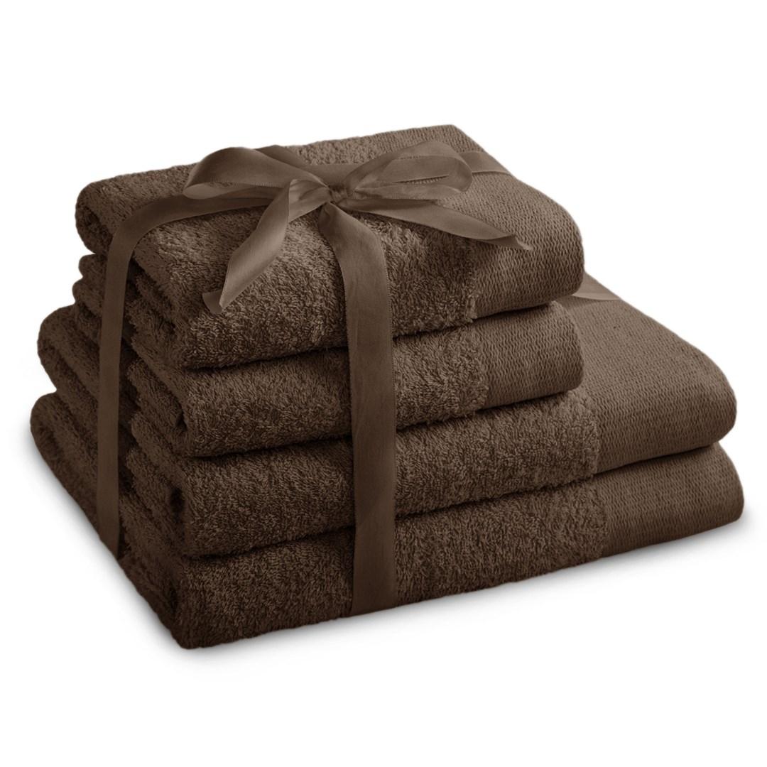 AmeliaHome Amari håndklædesæt - brun, 2×70×140 cm + 2×50×100 cm, 100 % bomuld billede