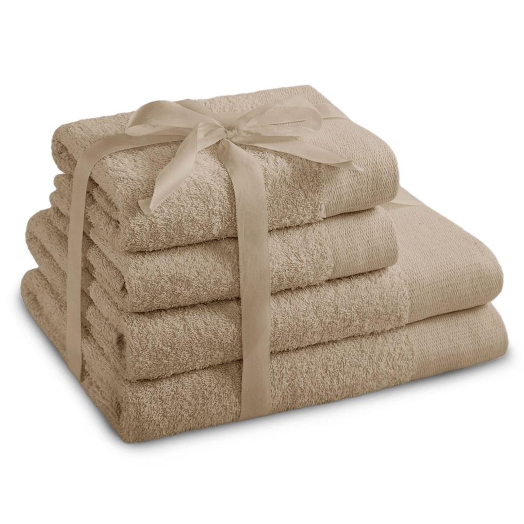 AmeliaHome Amari håndklædesæt - beige, 2×70×140 cm + 2×50×100 cm, 100 % bomuld billede