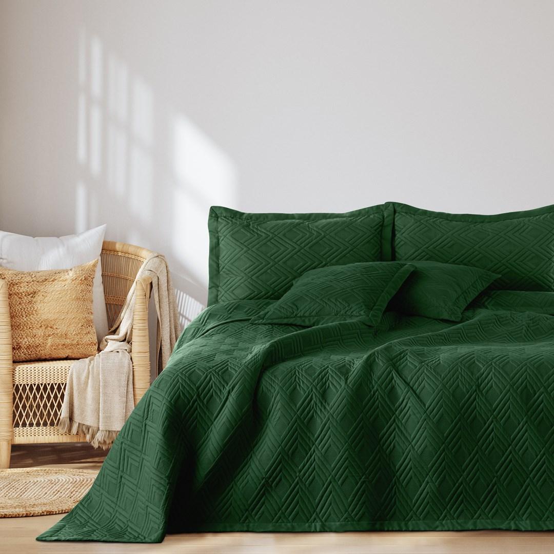 AmeliaHome OPHELIA sengetæppe - flaskegrøn mikrofiber 170×270 cm billede